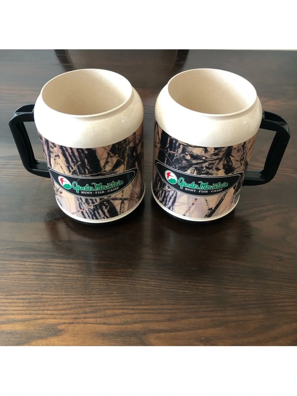 Gander Mountain Vntge Hunt Fish Collectible Camp 64oz Camo Mug Lid outdoors EUC